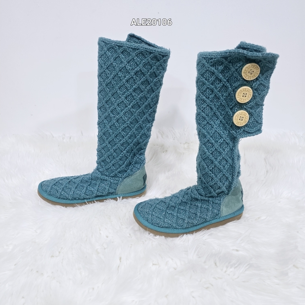 UGG style knit boots Classic Cardy model Turquoise Color Sz.7 - Picture 11 of 17